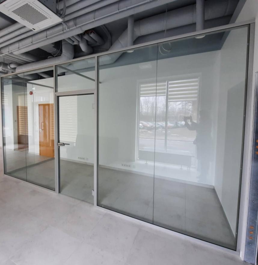Office glass walls with aluminum frames