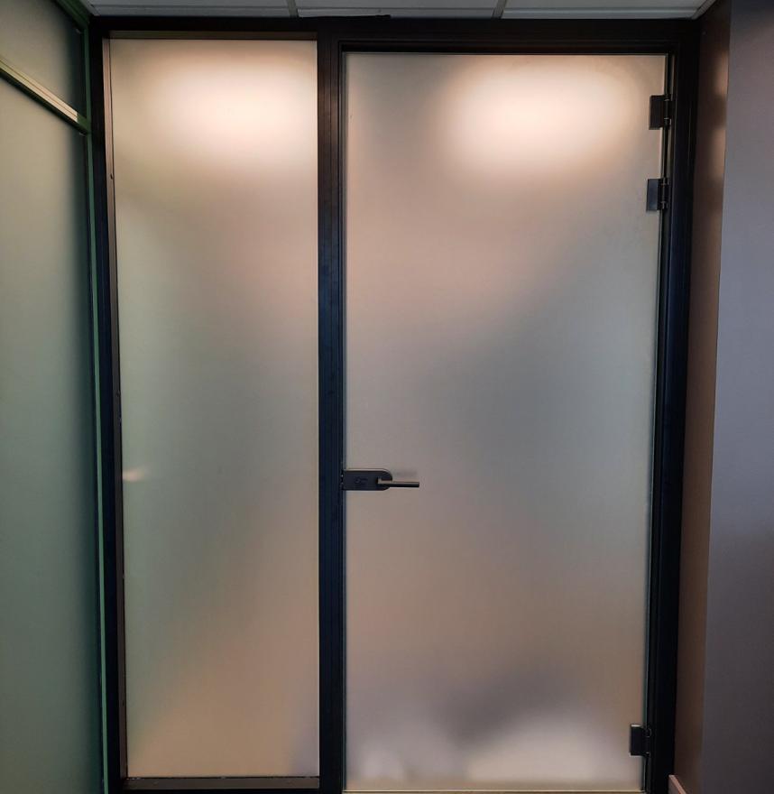 Frosted glass office door